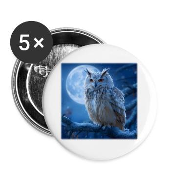 Snowy Owl in the Full Moon: Magical Winter Night - Buttons large 2.2''/56 mm (5-pack) - white - Front