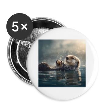 Loutre de mer mignonne : se détendre sur l’eau - Lot de 5 grands badges (56 mm) - blanc - Devant