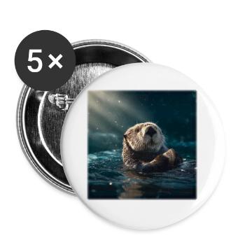 Sea Otter: Relaxing on the Water with a Shell - Buttons large 2.2''/56 mm (5-pack) - white - Front