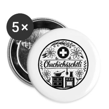 Chuchichäschtli - Swiss cult term - Buttons large 2.2''/56 mm (5-pack) - white - Front