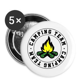 Camping Team Lagerfeuer - Buttons groß 56 mm (5er Pack) - Weiß - Vorne