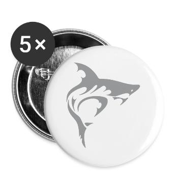 Requin - Lot de 5 grands badges (56 mm) - blanc - Devant