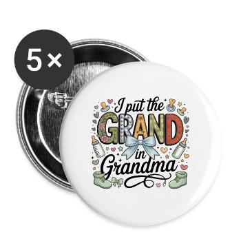 Grand à Grand-mère Baby Bloom - Lot de 5 grands badges (56 mm) - blanc - Devant