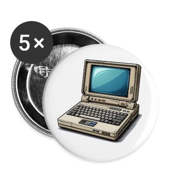  Laptop Retro-Computer Vintage Stil Illustration - Buttons groß 56 mm (5er Pack) - Weiß - Vorne