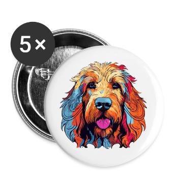 Colorful Dog Portrait - Buttons large 2.2''/56 mm (5-pack) - white - Front