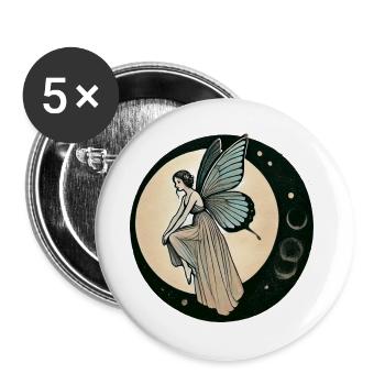 Moonlit Fairy on a Crescent Moon - Buttons large 2.2''/56 mm (5-pack) - white - Front