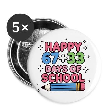 Happy 100 Days School Math Equation - Buttons large 2.2''/56 mm (5-pack) - white - Front
