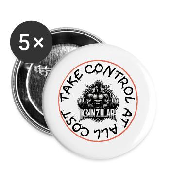 K3NZILAR Powerlift-Emblem - Buttons groß 56 mm (5er Pack) - Weiß - Vorne