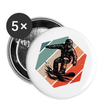 Klares Snowboard Motiv für jeden Tag - Buttons groß 56 mm (5er Pack) - Weiß - Vorne
