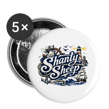 Shanty Sheep Nautical Graphic - Buttons large 2.2''/56 mm (5-pack) - white - Front