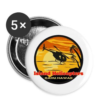 Iceland Helicopter Hawaii Sunset - Buttons large 2.2''/56 mm (5-pack) - white - Front