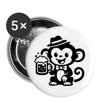 Monkey Beer - Buttons large 2.2''/56 mm (5-pack) - white - Front