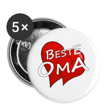 BESTE OMA - Buttons groß 56 mm (5er Pack) - Weiß - Vorne
