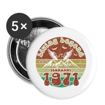 55. Geburtstag Living Legend since VIN 02/1971 - Buttons groß 56 mm (5er Pack) - Weiß - Vorne