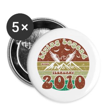 16e anniversaire : Légende vivante depuis le VIN 02/2010 - Lot de 5 grands badges (56 mm) - blanc - Devant
