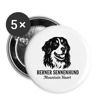 Chemise de chien de montagne bernois – Cœur de montagne - Lot de 5 grands badges (56 mm) - blanc - Devant