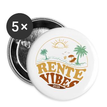 Pension Vibes Beach Retro 2026 Vintage - Buttons large 2.2''/56 mm (5-pack) - white - Front