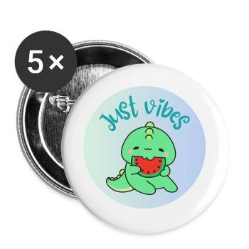 JUST VIBES – Dino - Buttons groß 56 mm (5er Pack) - Weiß - Vorne