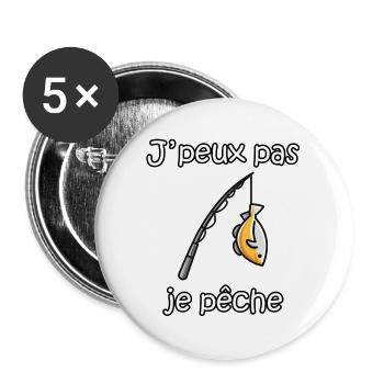 I Can't I Fish – Funny Fisherman Phrase - Buttons large 2.2''/56 mm (5-pack) - white - Front