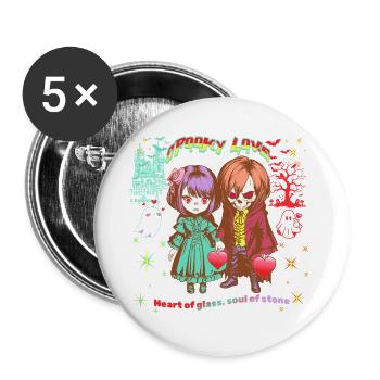 Spooky Love: Pastel Goth Manga Skull Chibi Shirt - Buttons large 2.2''/56 mm (5-pack) - white - Front