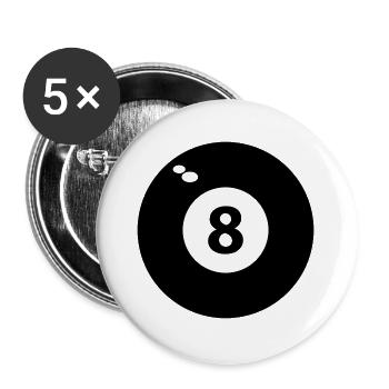 8 schwarze Billards - Buttons groß 56 mm (5er Pack) - Weiß - Vorne