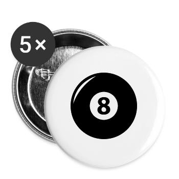 8 schwarze Billards - Buttons groß 56 mm (5er Pack) - Weiß - Vorne