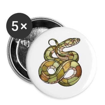 Elegant Mosaic Snake: Stained Glass Reptile Art - Buttons large 2.2''/56 mm (5-pack) - white - Front
