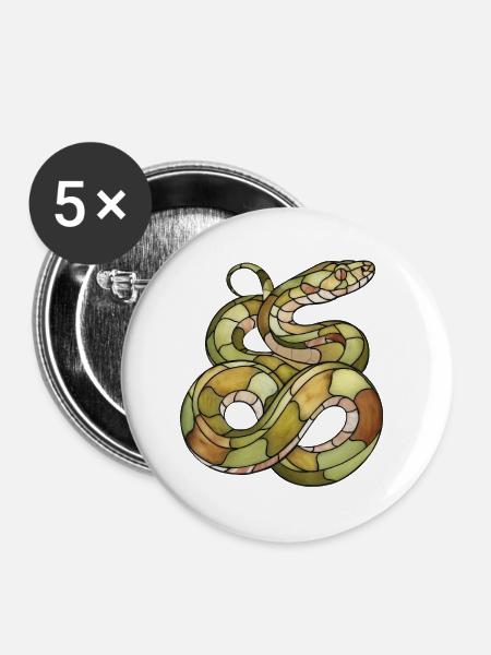 Elegant Mosaic Snake: Stained Glass Reptile Art - Buttons large 2.2''/56 mm (5-pack) - white