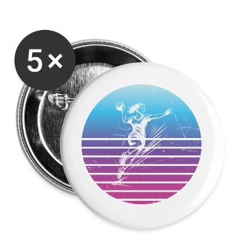 Tolles Handball Geschenk für Handball fuer Frauen - Buttons groß 56 mm (5er Pack) - Weiß - Vorne