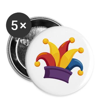 Classique bonnet de fou pour le carnaval et le carnaval - Lot de 5 grands badges (56 mm) - blanc - Devant