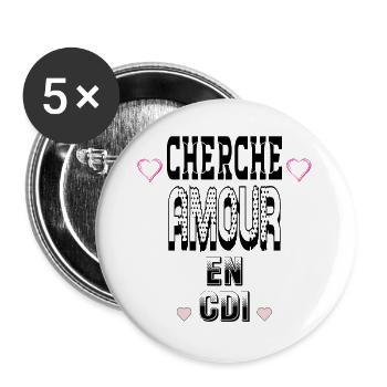 Looking for Love on a Permanent Contract - Buttons large 2.2''/56 mm (5-pack) - white - Front