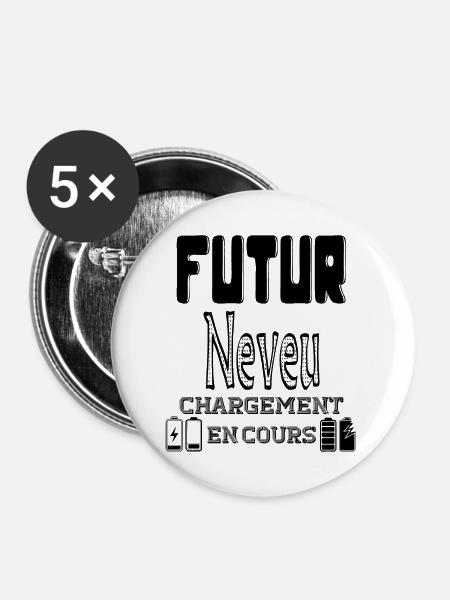 Zukünftiger Neffe wird geladen - Buttons groß 56 mm (5er Pack) - Weiß