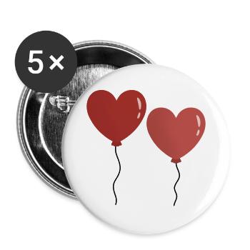 Twin Hearts Ballons - Buttons groß 56 mm (5er Pack) - Weiß - Vorne