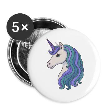 Pastel Unicorn Mane Portrait - Buttons large 2.2''/56 mm (5-pack) - white - Front