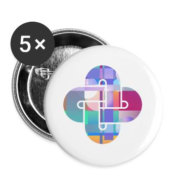 Mosaik-Wolkenkreuz - Buttons groß 56 mm (5er Pack) - Weiß - Vorne