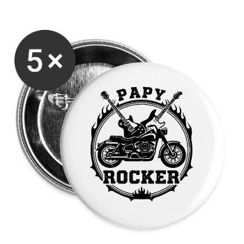 T-shirt Vintage Grand-Père Motard et Rocker - Cade - Lot de 5 grands badges (56 mm) - blanc - Devant