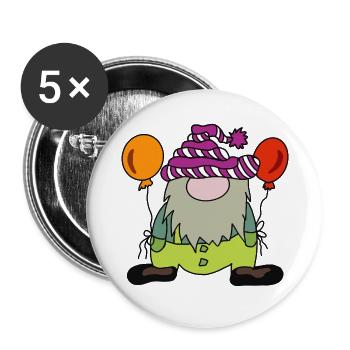 Costume Carnival Gnome Dwarf with Colorful Balloons - Buttons large 2.2''/56 mm (5-pack) - white - Front