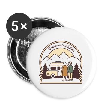 Ruhiger Caravanurlaub im Gebirge - Buttons groß 56 mm (5er Pack) - Weiß - Vorne