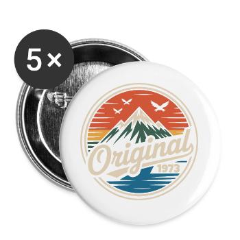 Originales Retro-Jubiläum von 1973 - Buttons groß 56 mm (5er Pack) - Weiß - Vorne