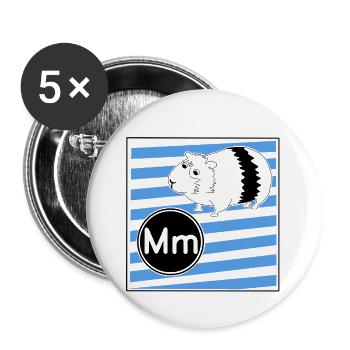 M wie Meerschweinchen - Buttons groß 56 mm (5er Pack) - Weiß - Vorne