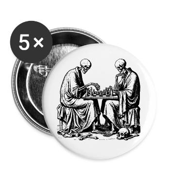 Skelette spielen Schach - Buttons groß 56 mm (5er Pack) - Weiß - Vorne