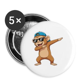 Cool Dabbing Monkey Sunglasses Cartoon-Kunst - Buttons groß 56 mm (5er Pack) - Weiß - Vorne