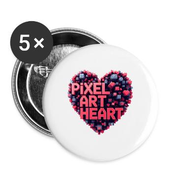 Pixel Art Herz Collage - Buttons groß 56 mm (5er Pack) - Weiß - Vorne