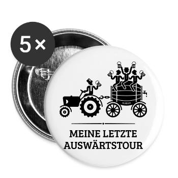 Meine Letzte Auswärtstour, Trecker Bierfass JGA B - Buttons groß 56 mm (5er Pack) - Weiß - Vorne