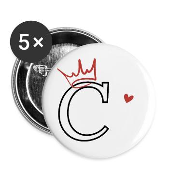 Buchstabe c Kronenherz - Buttons groß 56 mm (5er Pack) - Weiß - Vorne
