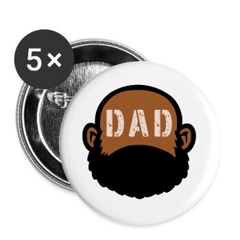DAD BEARD - Buttons groß 56 mm (5er Pack) - Weiß - Vorne