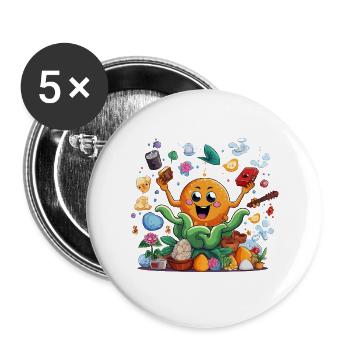Cheerful orange in the herb garden - Buttons large 2.2''/56 mm (5-pack) - white - Front