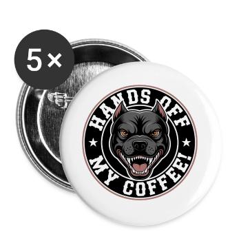Chemise café drôle avec chien en colère - Lot de 5 grands badges (56 mm) - blanc - Devant