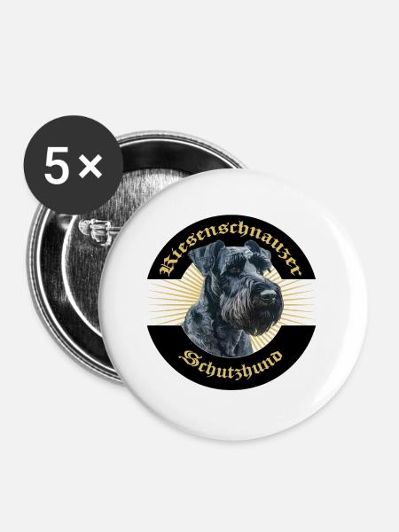 Riesenschnauzer Schutzhund IGP Motiv - Buttons groß 56 mm (5er Pack) - Weiß
