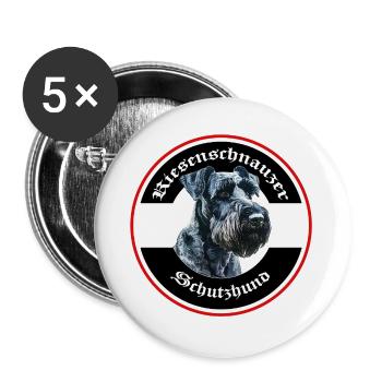 Riesenschnauzer Schutzhund Emblem - Buttons groß 56 mm (5er Pack) - Weiß - Vorne